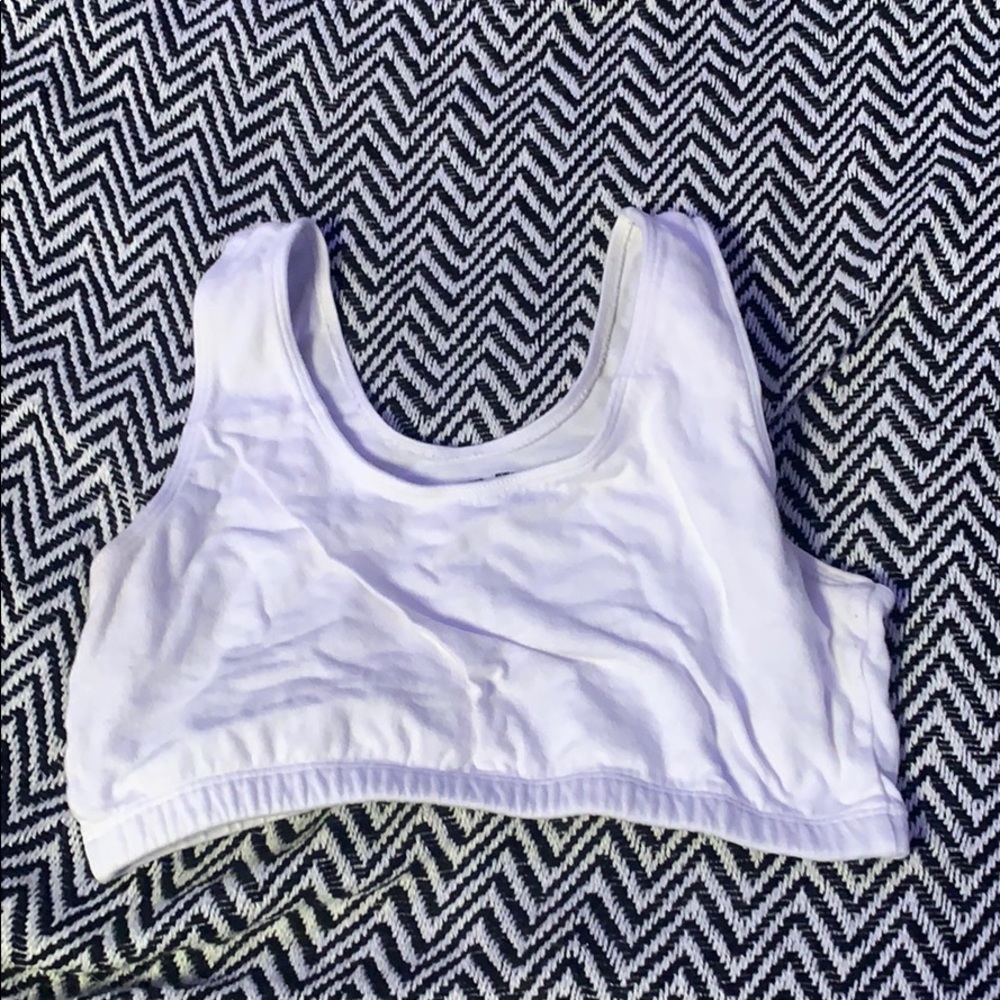 white plain sports bra